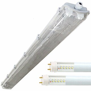 LED Feuchtraumleuchte Wannenleuchte Kellerleuchte fr LED Rhren 2x120 Plastik Neurtal 4000K 2x120cm