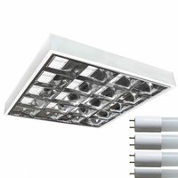 LED Rasterleuchte 4x60cm T8 Anbau Brolampe Aluraster LED...