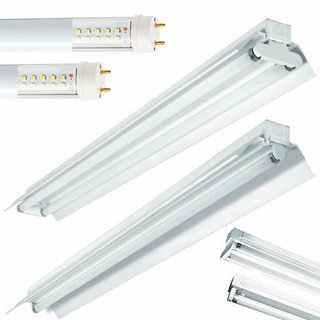 Lichtleiste LED 1x 2x 60cm 120cm 150cm Anbauleuchte Reflektor Röhren Tube T8 G13 1 x 150cm (1x24W) kein Reflektor keine Röhre