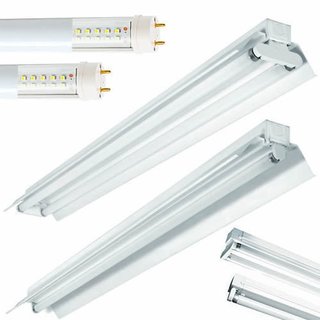 Lichtleiste LED 1x 2x 60cm 120cm 150cm Anbauleuchte Reflektor Rhren Tube T8 G13 2 x 150cm (2x24W) kein Reflektor Neutral 4000K