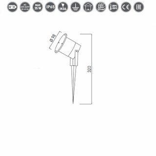 Gartenstrahler Erdspie Lampe Leuchte GU10 IP65 Grau