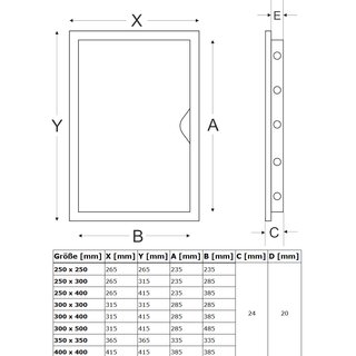 Revisionsklappe 40cm x 40cm Revisionstr ABS Kunststoff Weiss