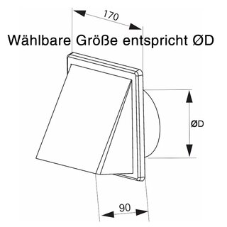 Luftgitter mit Haube - versch. Gren u. Farben 100 mm wei