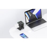 Kompakte SCHUKO Steckdosenleiste mit Qi Wireless Charging 15W, 4×2P+Z, 3×USBA, USBC PD, 4000W