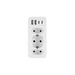Doppelstecker Dreifachstecker für Steckdose mit USB A und USB C Mehrfachstecker Weiß
