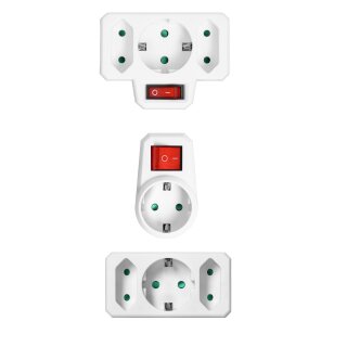 Mehrfachstecker Schuko mit Schalter Ein/Aus mit Euro‑Anschlüssen Kompakt für Haushalt, Büro und Elektrogeräte