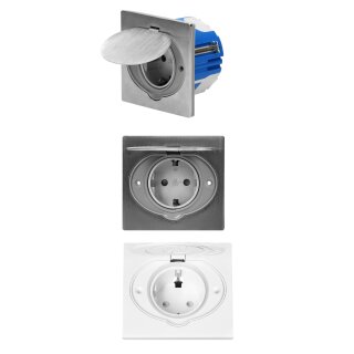 Hermetisches Einbau‑Steckdosenset IP44 aus Edelstahl – Schuko, wettergeschützt & ideal für Küche, Bad und Möbelintegration