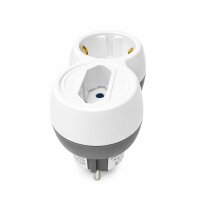 Amslight 2-fach Steckdosenadapter mit Kindersicherung Weiß-Grau 16A 3680W Schuko Euro