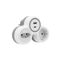 2-Fach Steckdosenadapter mit USB-A USB-C und Kinderschutz...