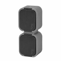 B2 Serie IP54 Feuchtraum Aufputz Steckdose Grau‑Schwarz Schuko 1/2/3‑fach mit Ein/Aus‑Schalter,Spritzwassergeschützt, VDE