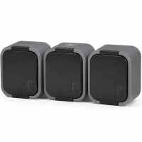 B2 Serie IP54 Feuchtraum Aufputz Steckdose Grau‑Schwarz Schuko 1/2/3‑fach mit Ein/Aus‑Schalter,Spritzwassergeschützt, VDE