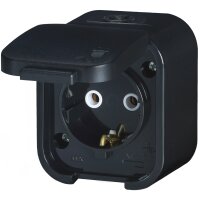 B2 Serie IP54 Aufputz Steckdose Schwarz, VDE, Steckdose Schuko 1-fach 16A, 250V