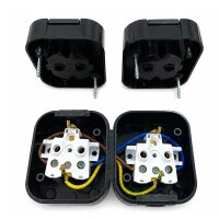 B2 Serie IP54 Aufputz Steckdose Schwarz, VDE, Doppelsteckdose vertikal, 16A, 250V, mit Klappdeckel Schuko