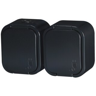 B2 Serie IP54 Feuchtraum Aufputz Steckdose Schwarz Schuko 1/2/3‑fach mit Ein/Aus‑Schalter Spritzwassergeschützt VDE