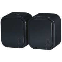 B2 Serie IP54 Feuchtraum Aufputz Steckdose Schwarz Schuko...
