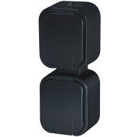 B2 Serie IP54 Feuchtraum Aufputz Steckdose Schwarz Schuko...