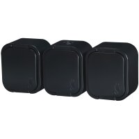 B2 Serie IP54 Feuchtraum Aufputz Steckdose Schwarz Schuko 1/2/3‑fach mit Ein/Aus‑Schalter Spritzwassergeschützt VDE