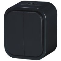 B2 Serie IP54 Feuchtraum Aufputz Steckdose Schwarz Schuko 1/2/3‑fach mit Ein/Aus‑Schalter Spritzwassergeschützt VDE