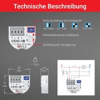 ELEKTROBOCK CS3C-1B Zeitrelais - Nachlaufrelais 230 V mit Steckklemmen - Verzögerte Einschaltung - Für Lüfter & Beleuchtung - Unterputz