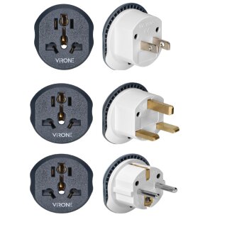 Universal‑Reiseadapter – Europa | USA | UK | Kompakter Mehrfachadapter | 230 V / 110–230 V | Weiß‑Graphit