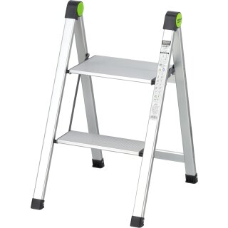 Ultrakompakter Haushaltsleiter aus Aluminium für Haushalt | 2–3 Stufen, 150 kg Traglast, extra schmal