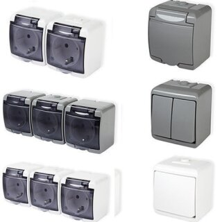 Aufputz Serie Junior IP44 TOP Qualität !  Steckdose 1-Fach Weiß