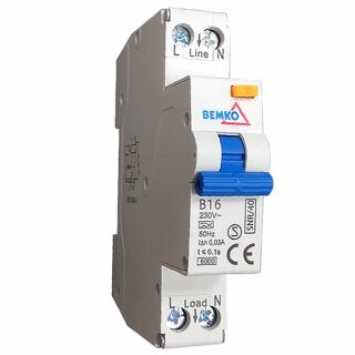 Fehlerstromschutzschalter + Leitungsschutzschalter integriert FI+LS TYP:A 6kA!