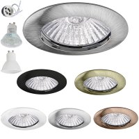 SET Einbaustrahler Deco rund starr LED Eisen weiß Chrom Schwarz Messing inc GU10