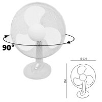 Tischventilator 40W Standventilator 45W Weiß Metall...