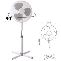 Tischventilator 40W Standventilator 45W Weiß Metall regelbar leise