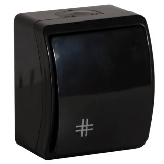Koala Aufputz Serie IP44 Schuko schwarz Kreuzschalter