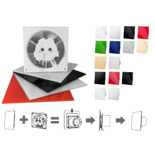 Leiser Badlüfter Ø 100mm Glass ABS Plexi Weiß Schwarz Grau Marmor Holz Timer Feuchtesensor, Geräuscharm, geringer Energieverbrauch, für Bad sowie Küche dRim