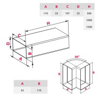 TV Kabelkanal Set mit weißen Verschlussklappen und Kämmen| Unterputz 100 cm