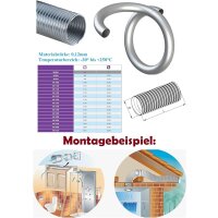 Alu-Flex-Rohr 3 m Flexrohr Ø 150 mm 150mm Alurohr Flexschlauch Schlauch Aluminium Aluflexrohr flexibles Aluminiumrohr Aluflex Hitzebeständig AF