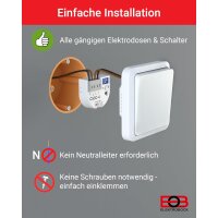 ELEKTROBOCK CS3C-4 Zeitrelais - LED, Lüfter & Leuchtstofflampen - Nachlaufrelais 230 V mit Steckklemmen - Anschluss ohne Nullleiter - Unterputz-Einbau, kompakt & energiesparend