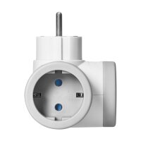 Steckdosenverteiler 2P+E (Schuko) mit 2x USB-Ladeanschlüssen, Schnellladefunktion, weiß-grau