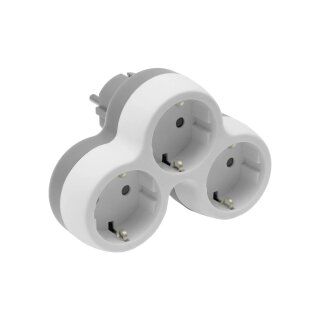 Steckdosenadapter 3-Fach, Schuko, mit Schutzkontakt