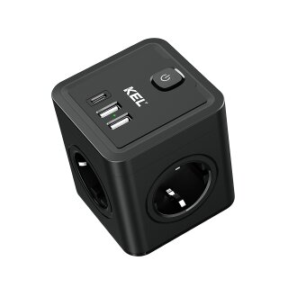 Mehrfachsteckdose 4-fach mit Schutzkontakt (Schuko), 2x USB-A, 1x USB-C