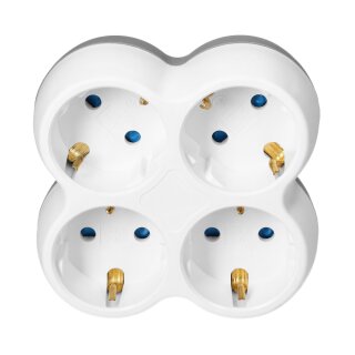 Steckdosenverteiler 4×2P+E (Schuko), weiß-grau