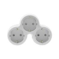 Amslight 3-fach Steckdosenadapter SCHUKO mit Kindersicherung Weiß-Grau 16A 3680W IP20