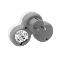 Amslight 3-fach Steckdosenadapter SCHUKO mit Kindersicherung Weiß-Grau 16A 3680W IP20