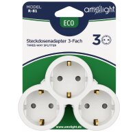 Amslight 3-fach Steckdosenadapter SCHUKO mit...