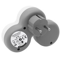 Amslight 3-fach Steckdosenadapter SCHUKO mit Kindersicherung Weiß-Grau 16A 3680W IP20