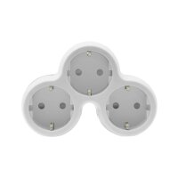 Amslight 3-fach Steckdosenadapter SCHUKO mit Kindersicherung Weiß-Grau 16A 3680W IP20