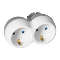 Steckdosen Verteiler 2× Schuko (2P+Z), weiß grau