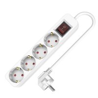 Mehrfach‑Steckdosenleiste 3‑/4‑/5‑/6‑Fach, 230 V, 16 A, 3680 W, mit Schalter, weiß, 3m lang