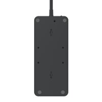 Überspannungsschutz-Steckdosenleiste mit USB  6-Fach,2X USB-A, 1x USB-C, 2m, Schwarz,Schuko