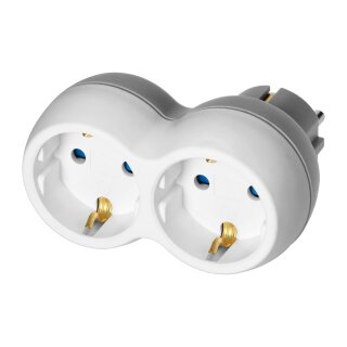 Steckdosen Verteiler 2× Schuko (2P+Z), weiß grau