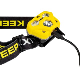 Stirnlampe mit LED Licht, verstellbarem Kopfband, hoher Leuchtkraft und robustem Gehäuse  ideal für Werkstatt, Outdoor und Camping