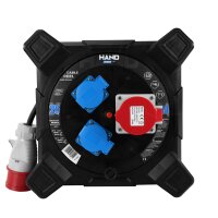 Quadratischer Kabeltrommel‑Verlängerer; 4×CEE...